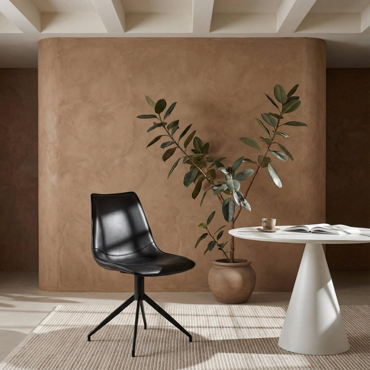 STUHL-SET 6 Stück in Kunstleder Schwarz - Schwarz, Textil/Metall (48/85/57cm) - Furnhouse