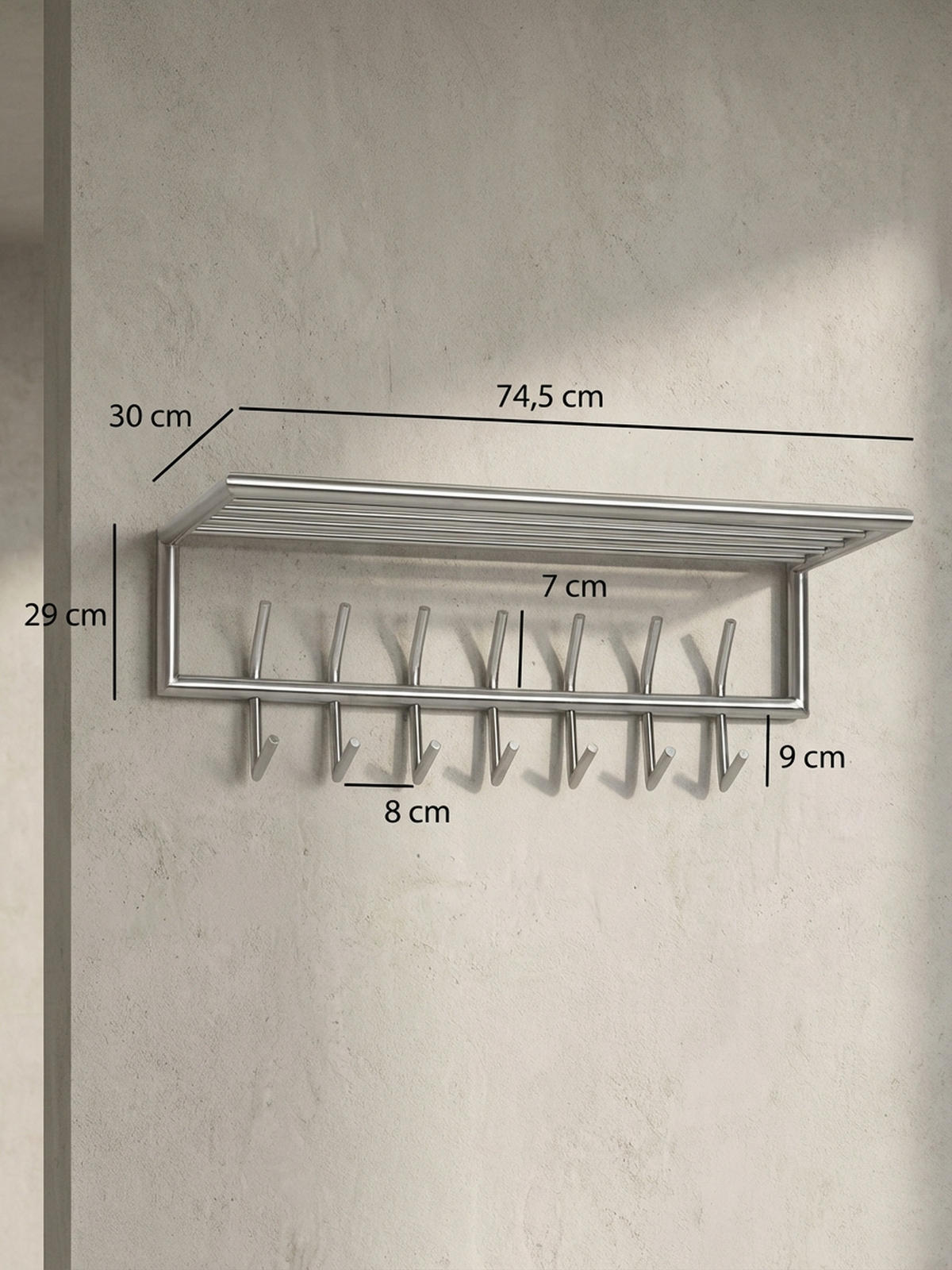 WANDGARDEROBE Metall Silber Modern mit Aufbewahrungsmöglichkeiten - Silberfarben, Metall (75/29/30cm) - KADIMA DESIGN