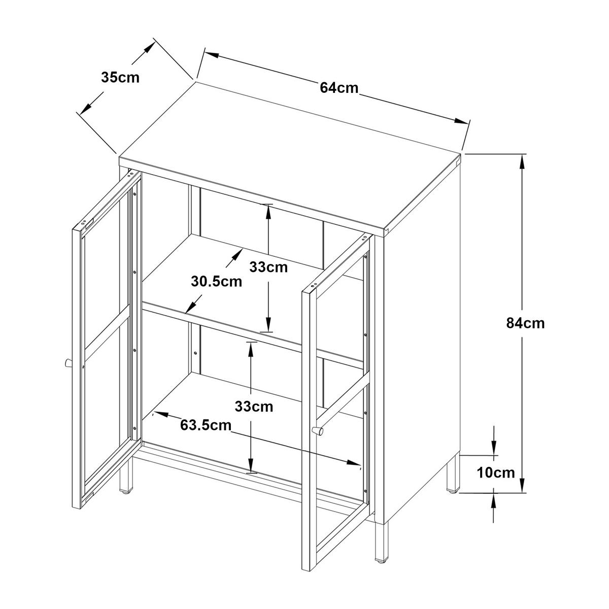 VITRINE Säkylä - Blau/Transparent, Glas/Metall (64/84/35cm) - [en.casa]