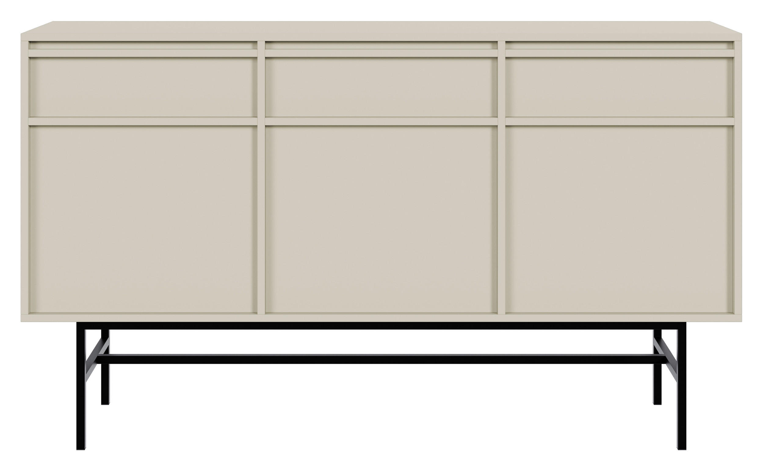 SIDEBOARD Evo Graubeige mit Metallgestell 154 cm - Greige/Schwarz, Holzwerkstoff/Metall (154/89/39cm) - Selsey