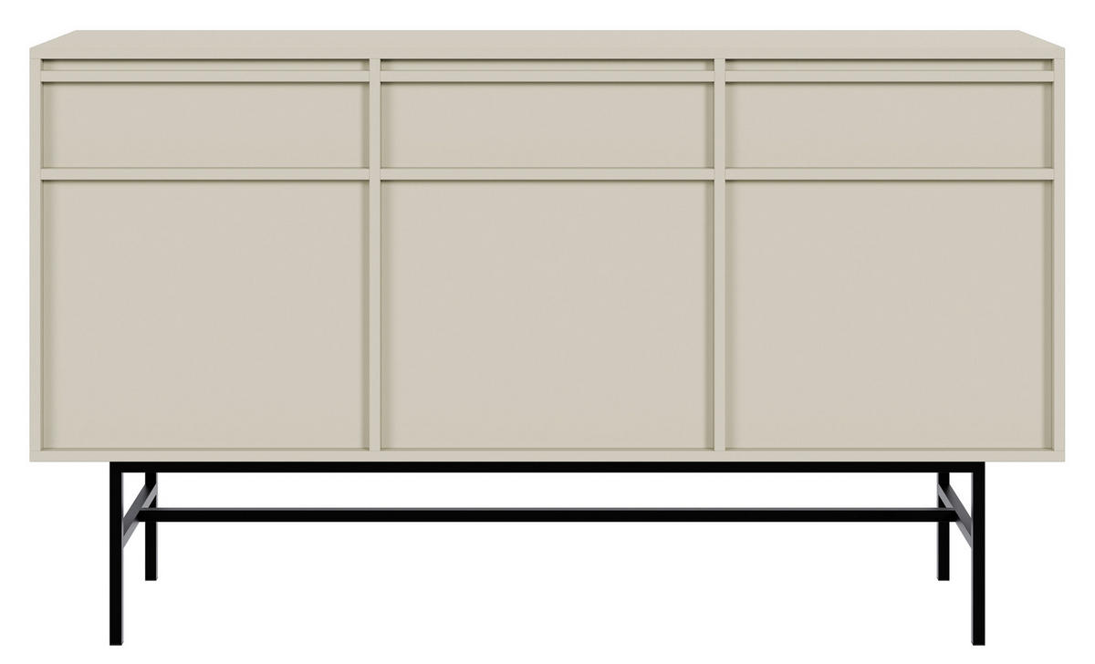 SIDEBOARD Evo Graubeige mit Metallgestell 154 cm - Greige/Schwarz, Holzwerkstoff/Metall (154/89/39cm) - Selsey