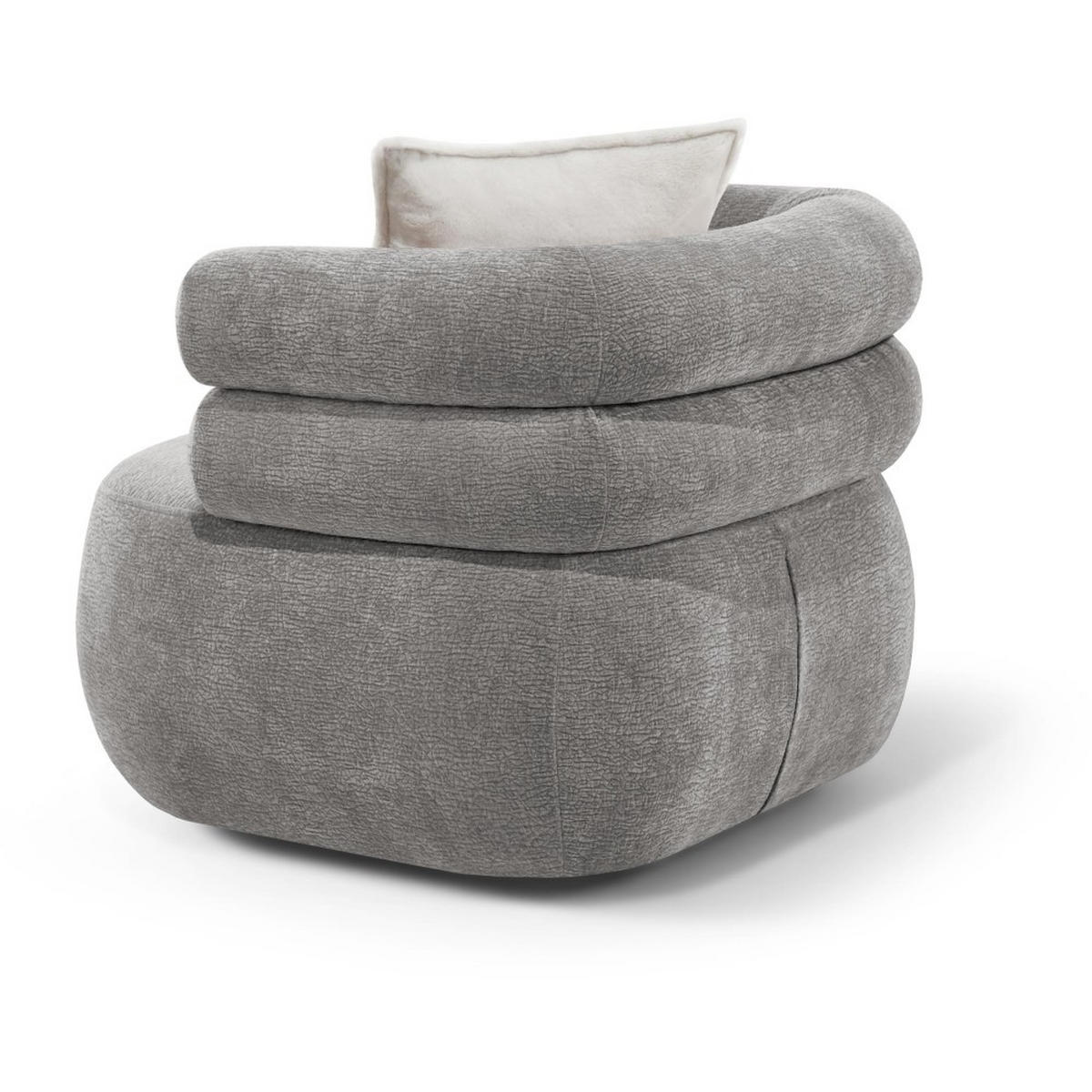 SESSEL Nano, Drehsessel mit runder Form, Hellgrau - Hellgrau, Textil (95/75/95cm) - Beautysofa