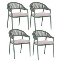 STUHL 4er-Set und Sitzkissen Metall Grün Ormea - Taupe, Metall (56/80/54cm) - Beliani