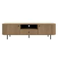 LOWBOARD Halay Eiche Cremona, 2 Türen & 1 Schublade Moderne Rillenstruktur 180,6 cm - Eichefarben/Schwarz, Holzwerkstoff/Metall (180.6/50/42.3cm) - AX Living