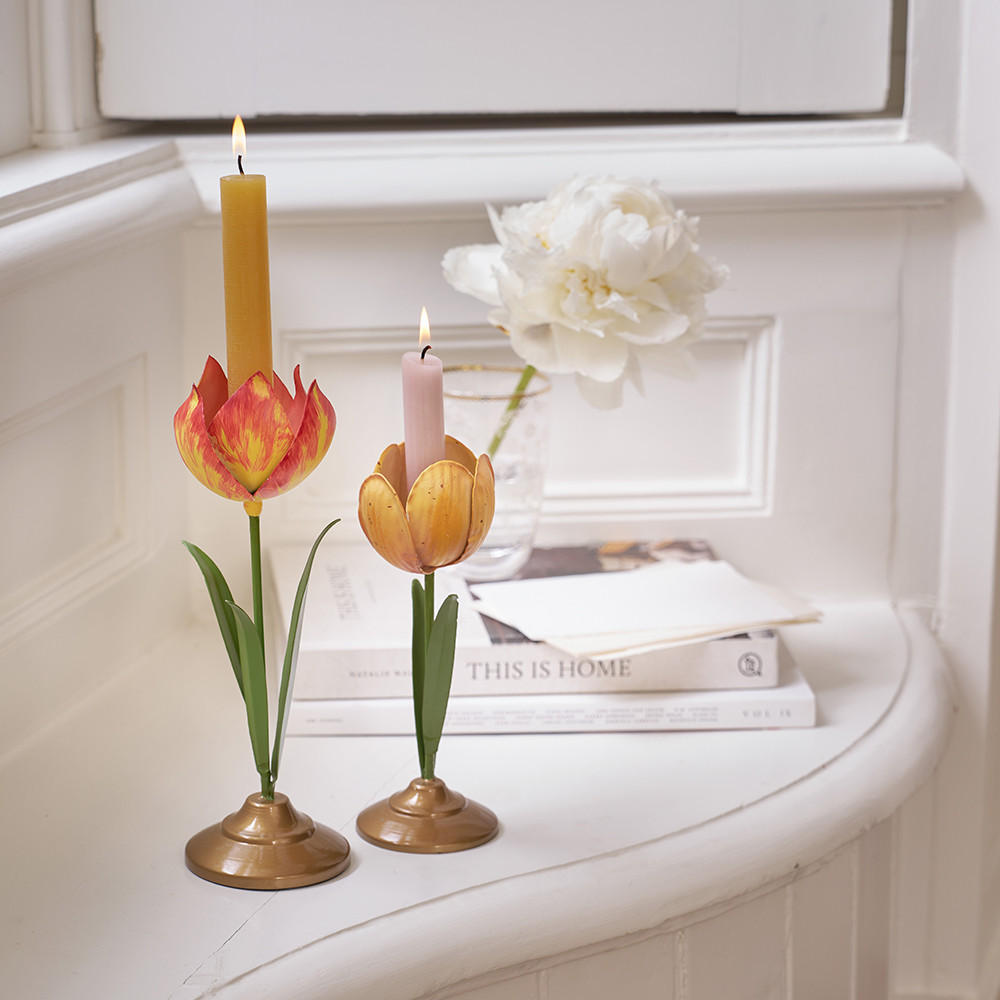 KERZENHALTER 2er-Set Tulpe s metal gelb - Gelb, Metall (8.5/26/8.5cm) - Pip Studio