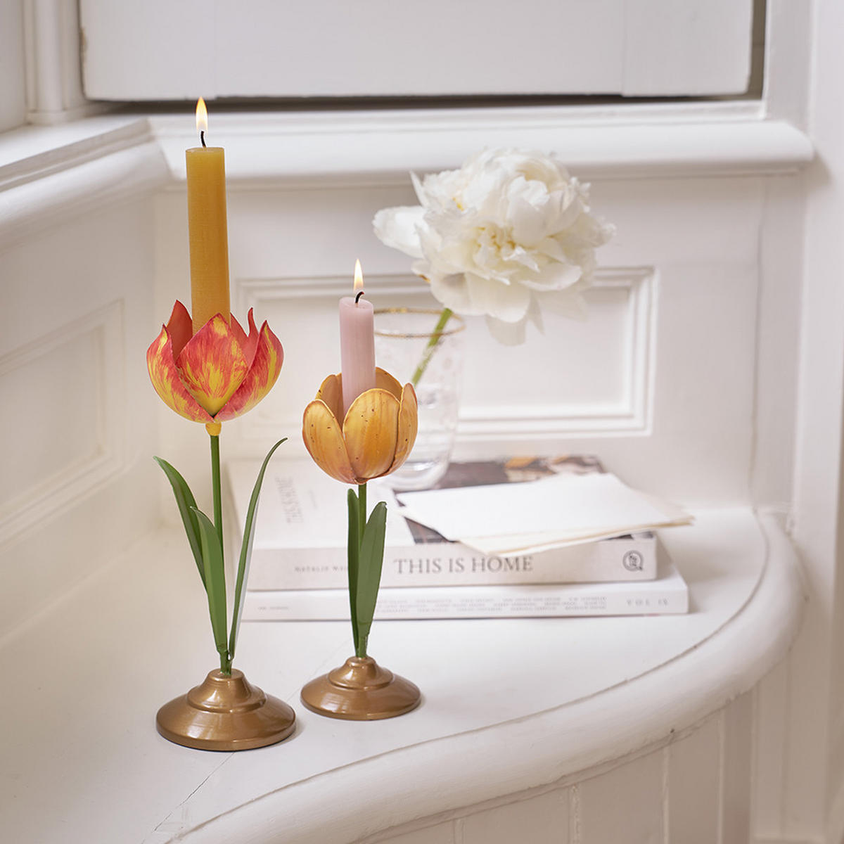 KERZENHALTER 2er-Set Tulpe s metal gelb - Gelb, Metall (8.5/26/8.5cm) - Pip Studio