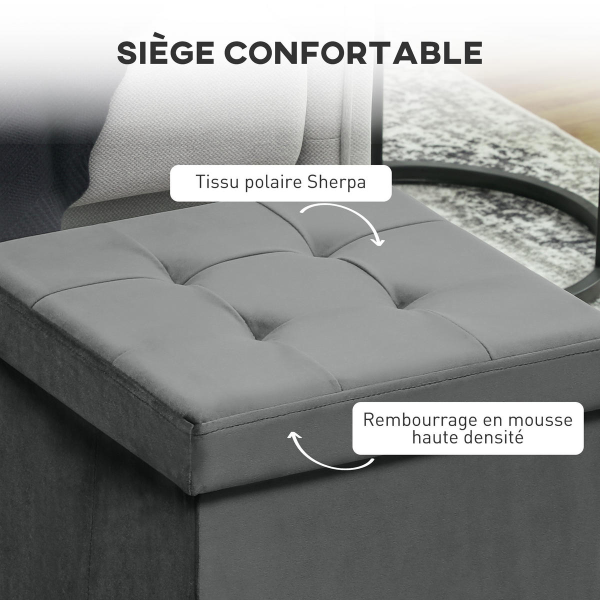 POUF DE-16422 klappbar mit Stauraum Grau - Grau, Textil (38/38/38cm) - ComfortXL