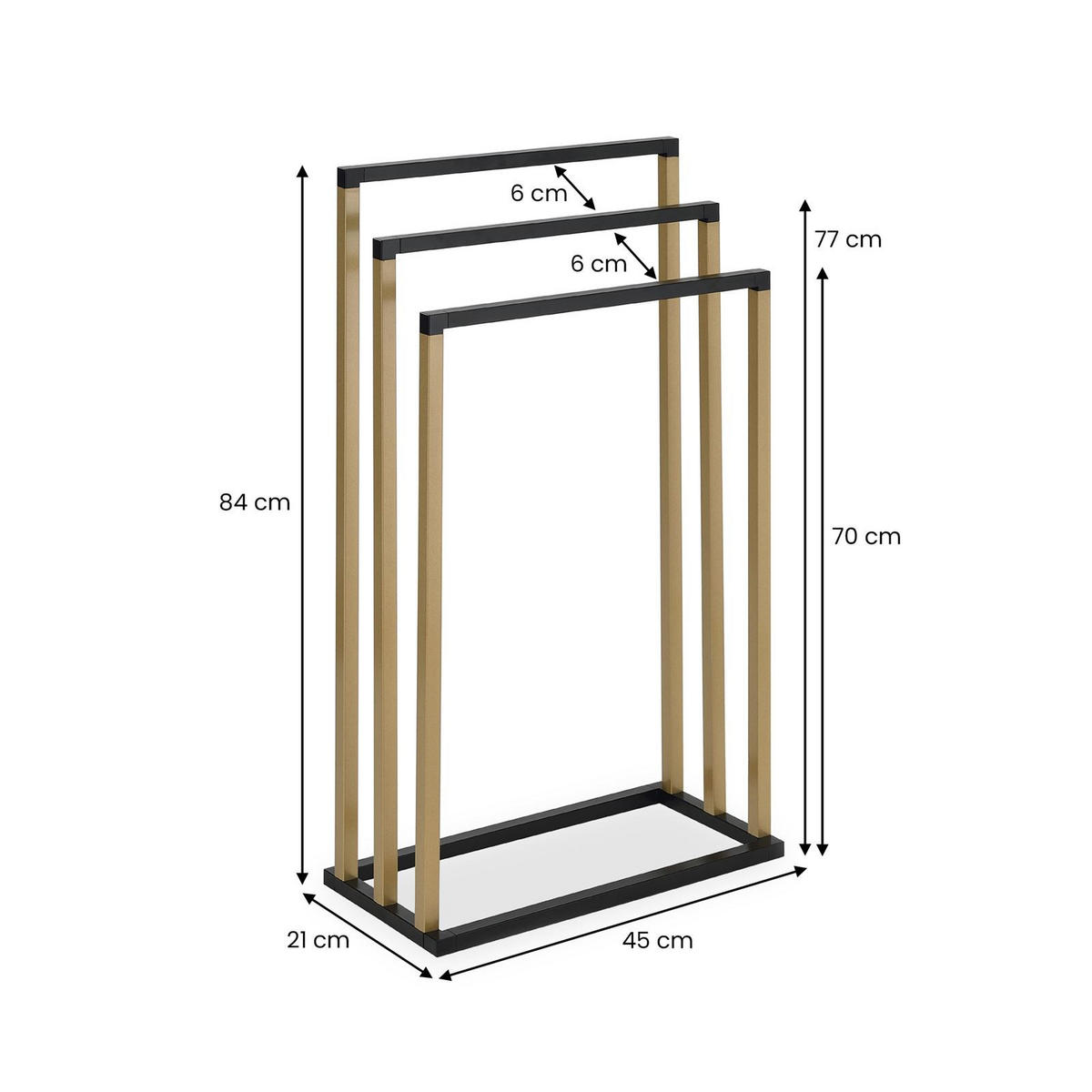 HANDTUCHHALTERUNG KUNO - Goldfarben/Schwarz, Metall (45/84/21cm) - IDIMEX