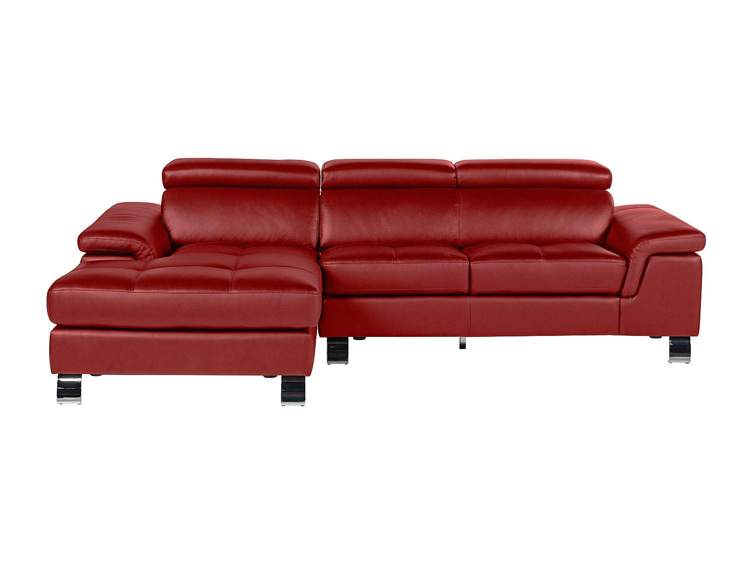 SOFA - 4 Personen - leder - rot Mishima - Rot, Leder/Metall (260/79/167cm) - Vente-Unique