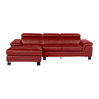 SOFA - 4 Personen - leder - rot Mishima - Rot, Leder/Metall (260/79/167cm) - Vente-Unique