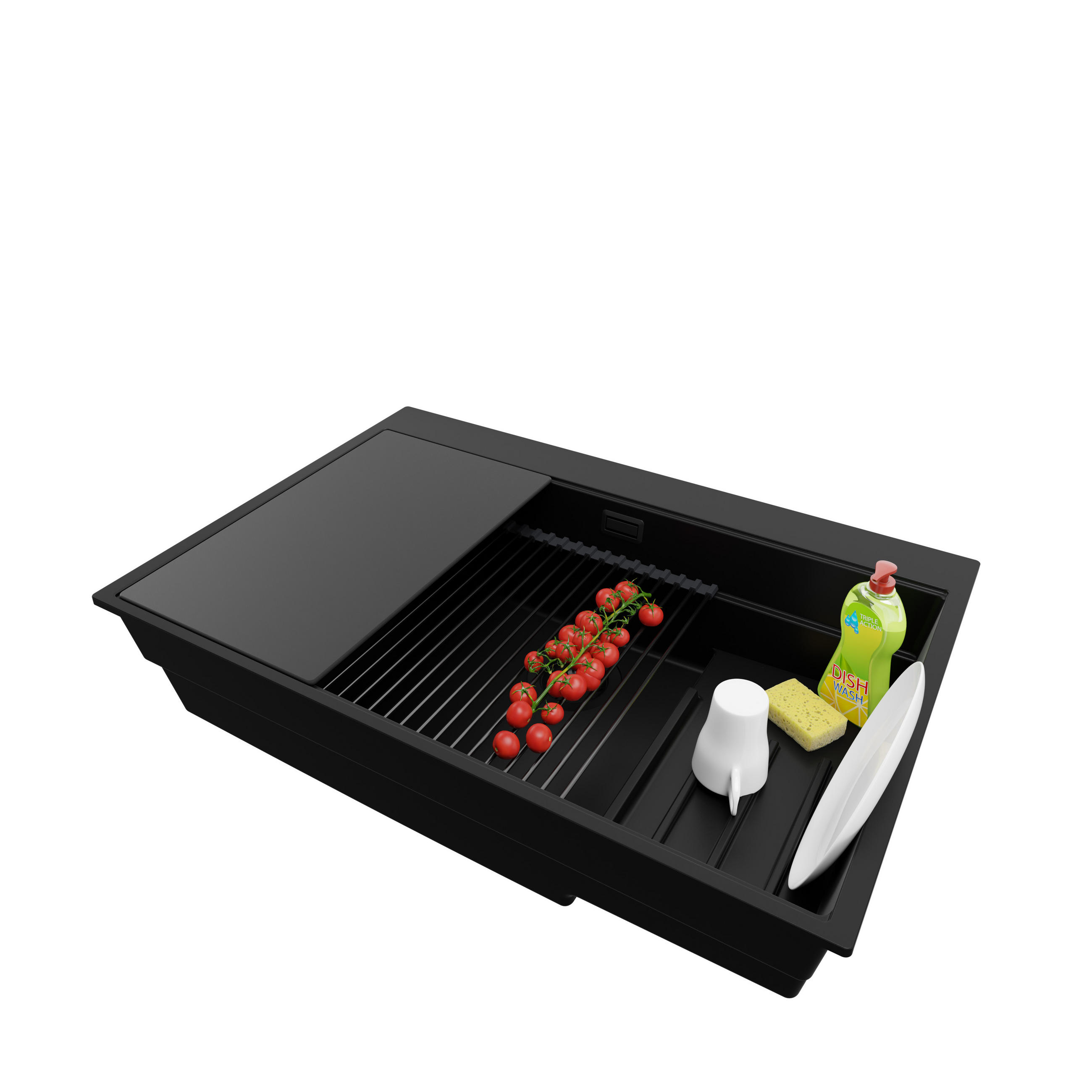 Primagran Spülbecken Schwarz, Schwarz, Schwarz, Schwarz 78x20x53 cm
