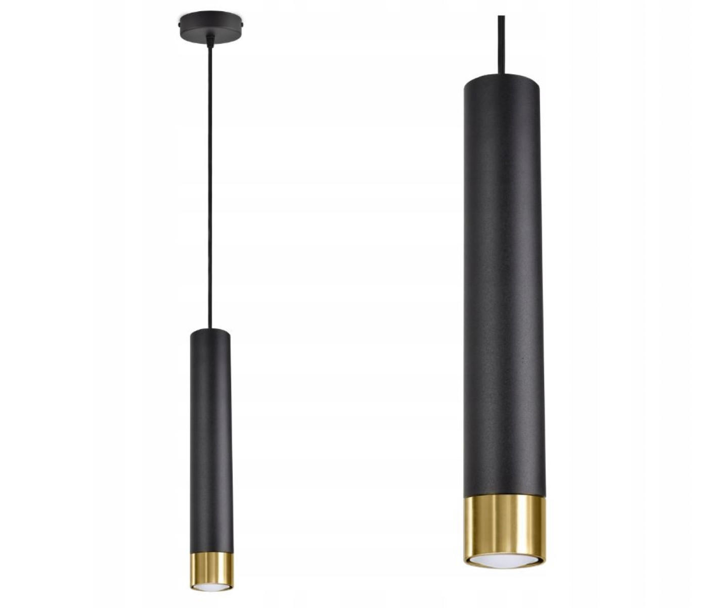 PENDELLEUCHTE Milano Tube - Goldfarben/Schwarz, Glas/Metall (6/6/100cm) - kiki design