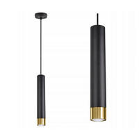 PENDELLEUCHTE Milano Tube - Goldfarben/Schwarz, Glas/Metall (6/6/100cm) - kiki design
