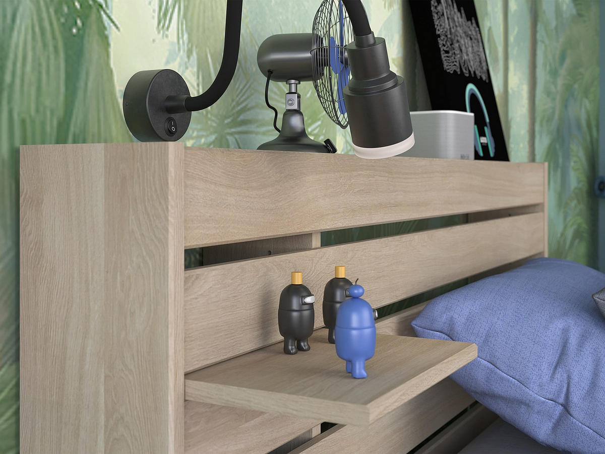 STAURAUMBETT Escale 1 90x200cm Japanische Eiche - Braun, Holz/Holzwerkstoff (90/190cm) - Vente-Unique