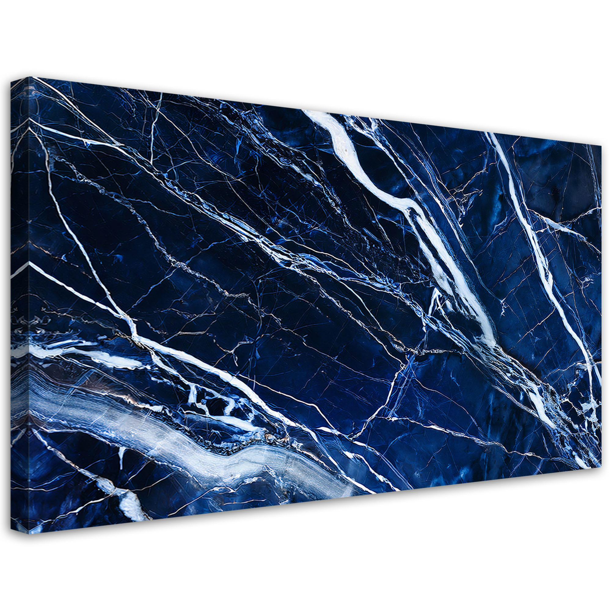 LEINWANDBILD Blaue weiße Marmorstruktur 100x50cm - Blau, Textil (100/50cm) - Feeby