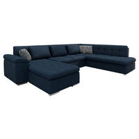 WOHNLANDSCHAFT Niko Bis Premium, Seite: Links - Dunkelblau/Grau, Holz/Textil (348/76/205cm) - MIRJAN24