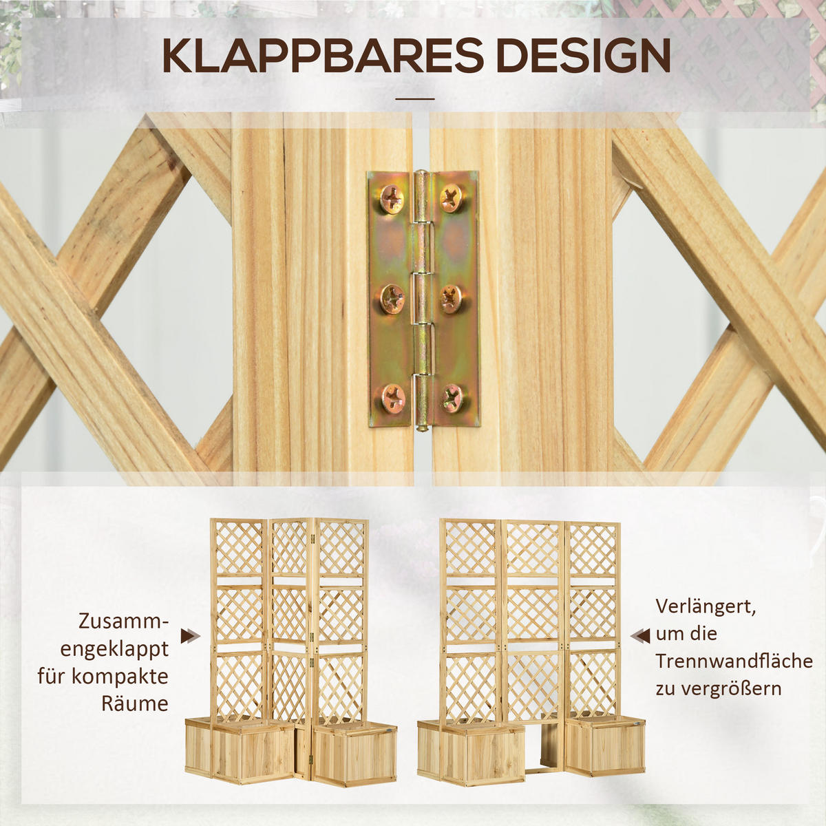 GARTENSICHTSCHUTZ, Tannenholz, Naturholz - Naturfarben, Holz (62/165cm) - Outsunny