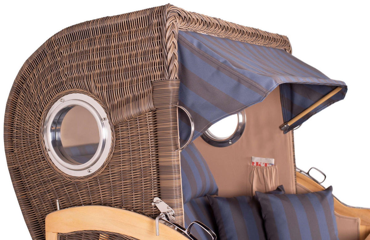 STRANDKORB Baltikum Teak 2,5 Sitzer - Braun/Grau, Holz/Metall (142/170/95cm) - Mr. Deko