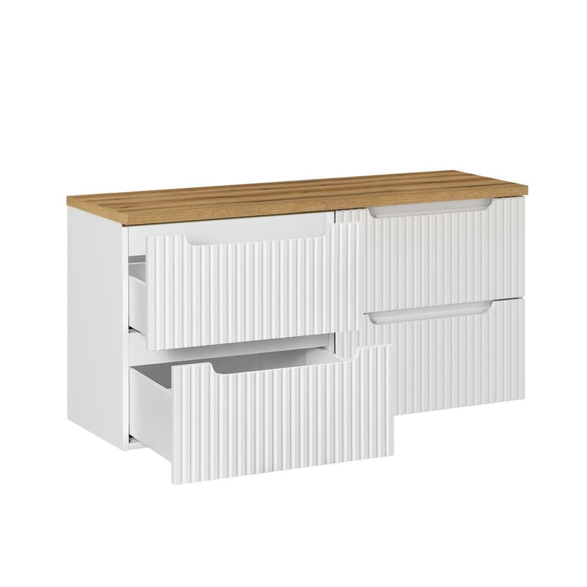 WASCHTISCHUNTERSCHRANK 120.4cm Riva Weiß und Holz - Weiß, Holzwerkstoff (120.4/59/40cm) - Petits-meubles