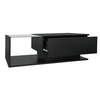 COUCHTISCH 100/50/32 cm Schwarz aus Spanplatte mit Glas, Schublade und LED-Beleuchtung - Schwarz, Holzwerkstoff (100/50/32cm) - OKMYHOME