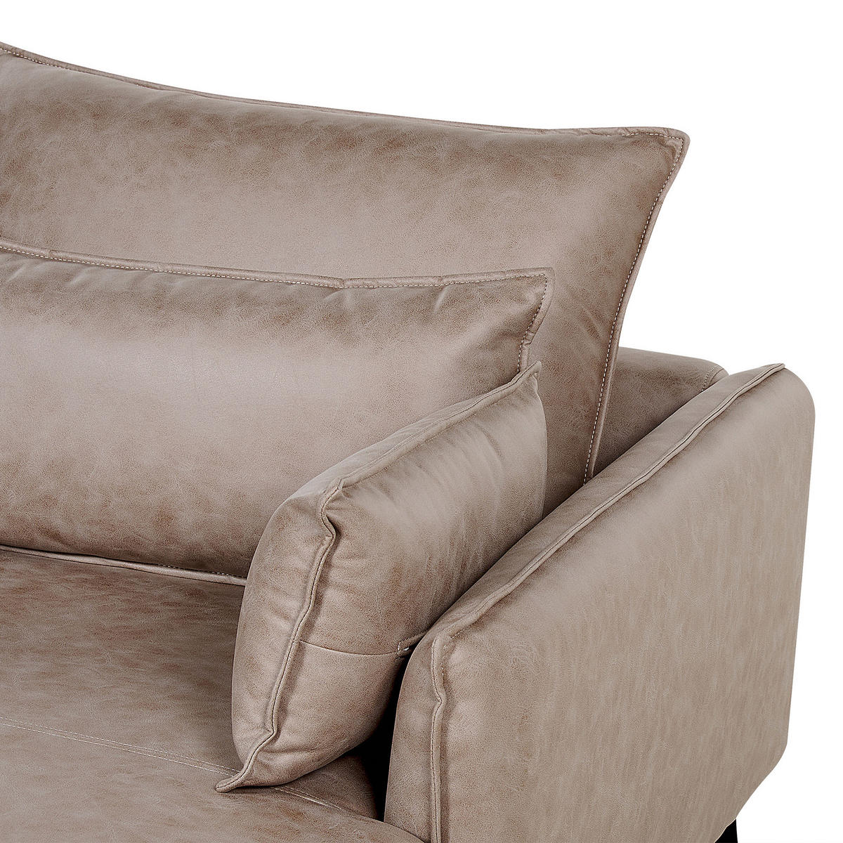 3-SITZER-ECKSOFA Kunstwildleder hellbraun rechtsseitig Gallo - Schwarz/Braun, Kunststoff/Textil (280/160cm) - Beliani