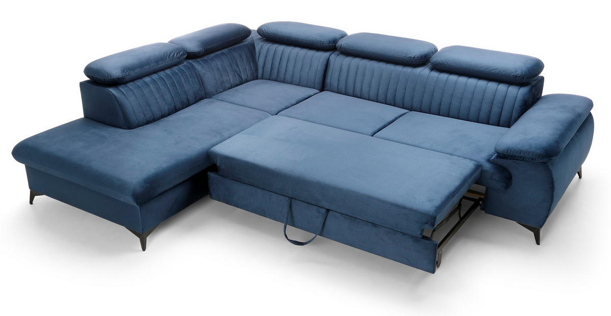 ECKSOFA 275 cm mit verstellbaren Kopfstützen Xanto L, Links, Blau - Blau, Holz (275/221cm) - Emporius