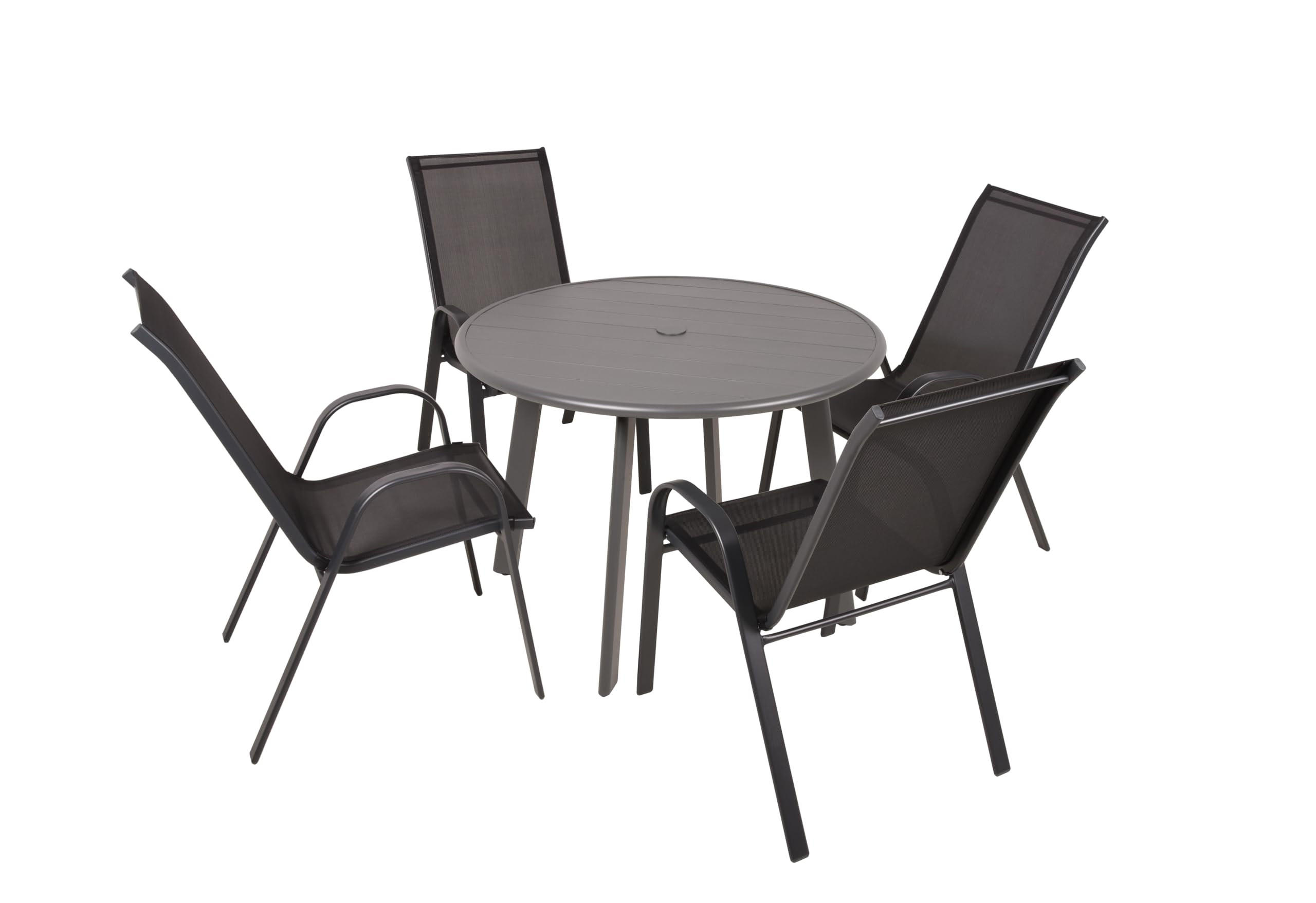 GARTEN-SITZGRUPPE Nadia 5-teilig Gartenmöbel-Set - Anthrazit, Kunststoff - DELUKE