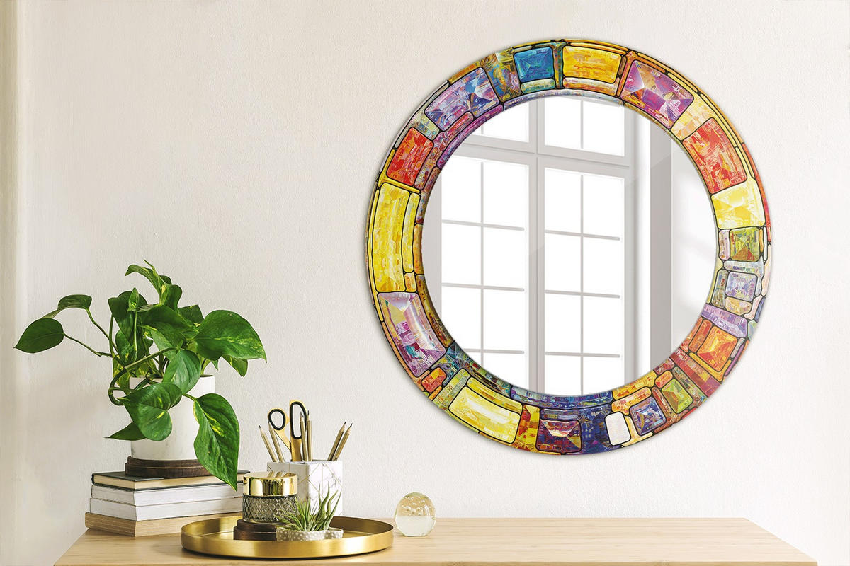 SPIEGEL Ø50 cm Rund mit Aufdruck - Multicolor, Glas (50/50/0.4cm) - TULUP