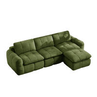ECKSOFA DE-34464 L-Form mit Ottoman und Chenille-Bezug Grün - Grün, Textil (160/264cm) - ComfortXL