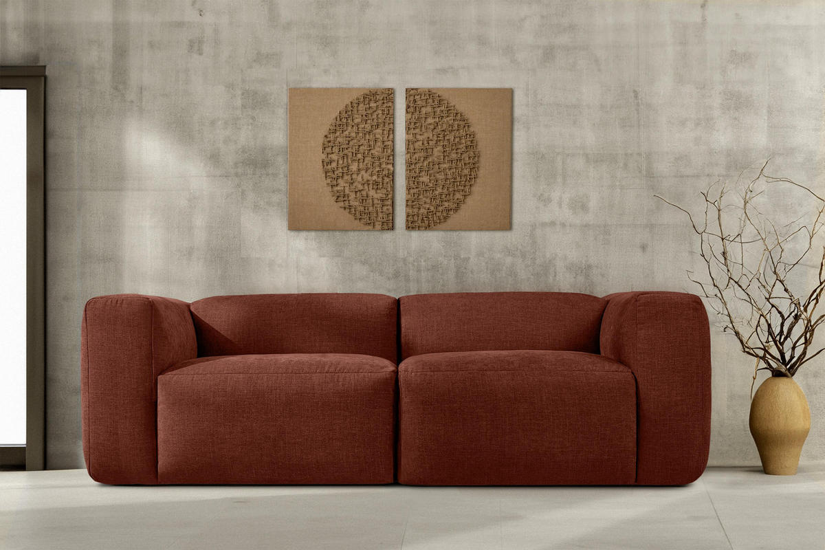 2,5-SITZER-MODULSOFA BUFFO mit extrem weicher und bequemer Sitzfläche, Gewebestoff, orange - Dunkelorange, Textil (250/73/96cm) - KONSIMO®