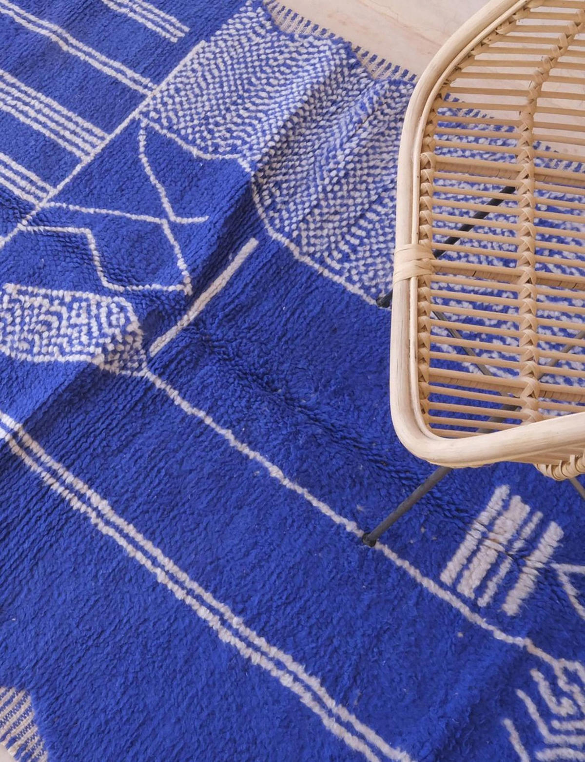 BERBERTEPPICH grafischer Stil aus reiner Wolle 200x 300 cm - Blau, Naturmaterialien (200/300cm) - AFK Living
