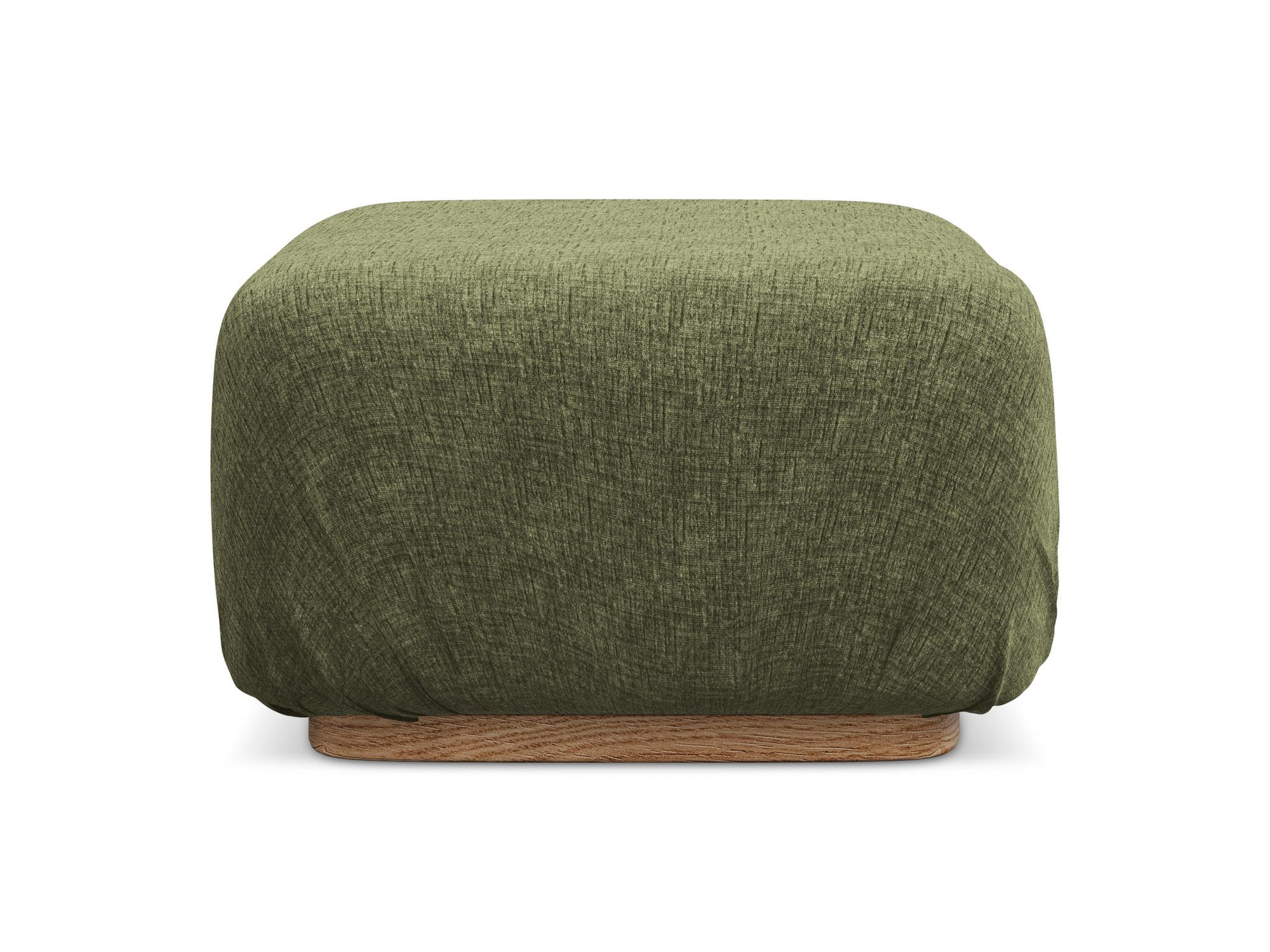 POUF Chenille Stoff Grün - Braun/Olivgrün, Holz/Textil (83/95/41cm) - Makamii