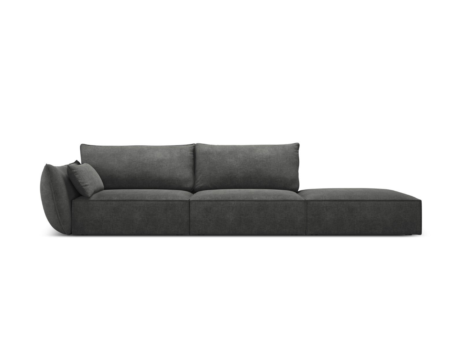 RECHTES-SOFA Kaelle aus Chenille-Stoff dunkelgrau 4 Sitzplätze - Dunkelgrau, Textil (110/85/264cm) - Micadoni