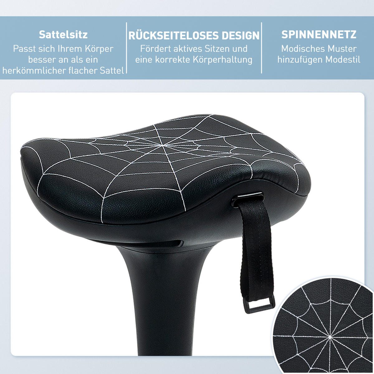 BÜROHOCKER DE-05240 Ergonomisch, höhenverstellbar & neigbar Schwarz - Schwarz, Kunststoff (34/83.5/34cm) - ComfortXL