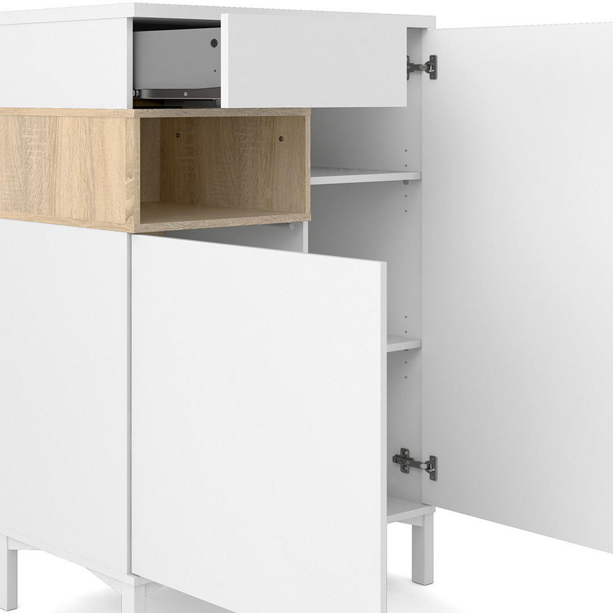 SIDEBOARD Ringe Weiß 89/37/119 cm - Weiß, Holzwerkstoff (89/119/37cm) - ebuy24