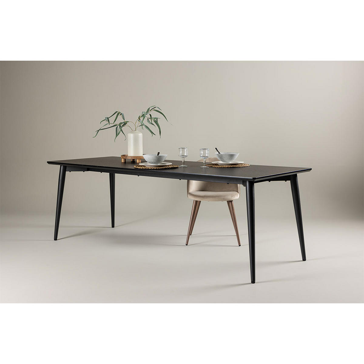 ESSTISCH, Ellis, Schwarz, MDF, 85 x 230 x 75 cm - Schwarz, Holzwerkstoff/Metall (230/85/75cm) - ebuy24