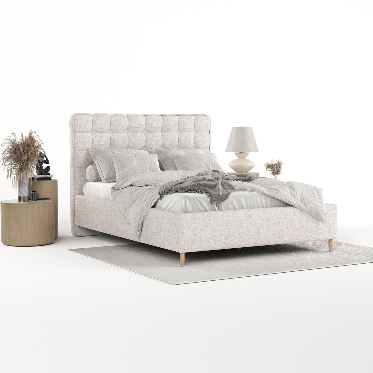 POLSTERBETT Paloma 160/200 cm Hellbeige im Neve Stoff - Sandfarben/Naturfarben, Holz/Holzwerkstoff (160/200cm) - AltaBeds