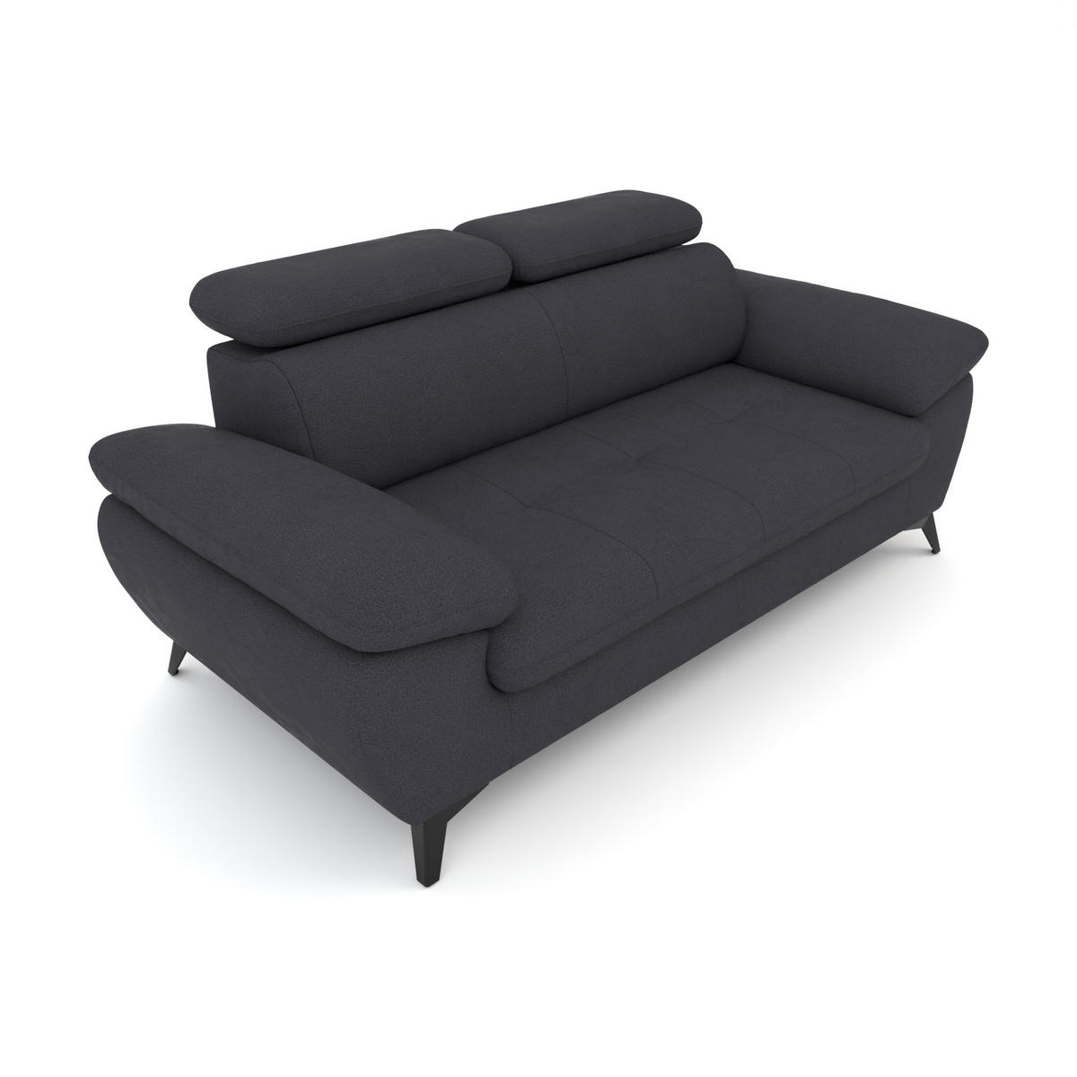 2,5-SITZER Karlstad Flachgewebe Blau verstell. Kopfstützen B 194 cm - Dunkelblau, Kunststoff/Textil (194/84/100cm) - foamnova