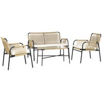 GARTENMÖBEL Set, PE Rattan Schwarz+ Gelb - Gelb/Schwarz, Kunststoff - Outsunny