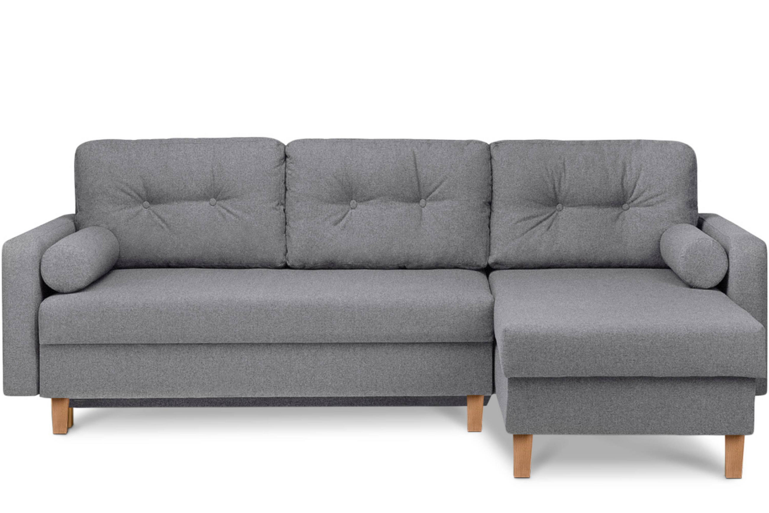 ECKSCHLAFSOFA ERISO 3/4 Sitzer und Universalecke mit Ottoman, Strukturstoff, dunkelgrau - Dunkelgrau/Braun, Textil (240/183cm) - KONSIMO®