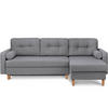 ECKSCHLAFSOFA ERISO 3/4 Sitzer und Universalecke mit Ottoman, Strukturstoff, dunkelgrau - Dunkelgrau/Braun, Textil (240/183cm) - KONSIMO®