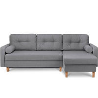 ECKSCHLAFSOFA ERISO 3/4 Sitzer und Universalecke mit Ottoman, Strukturstoff, dunkelgrau - Dunkelgrau/Braun, Textil (240/183cm) - KONSIMO®