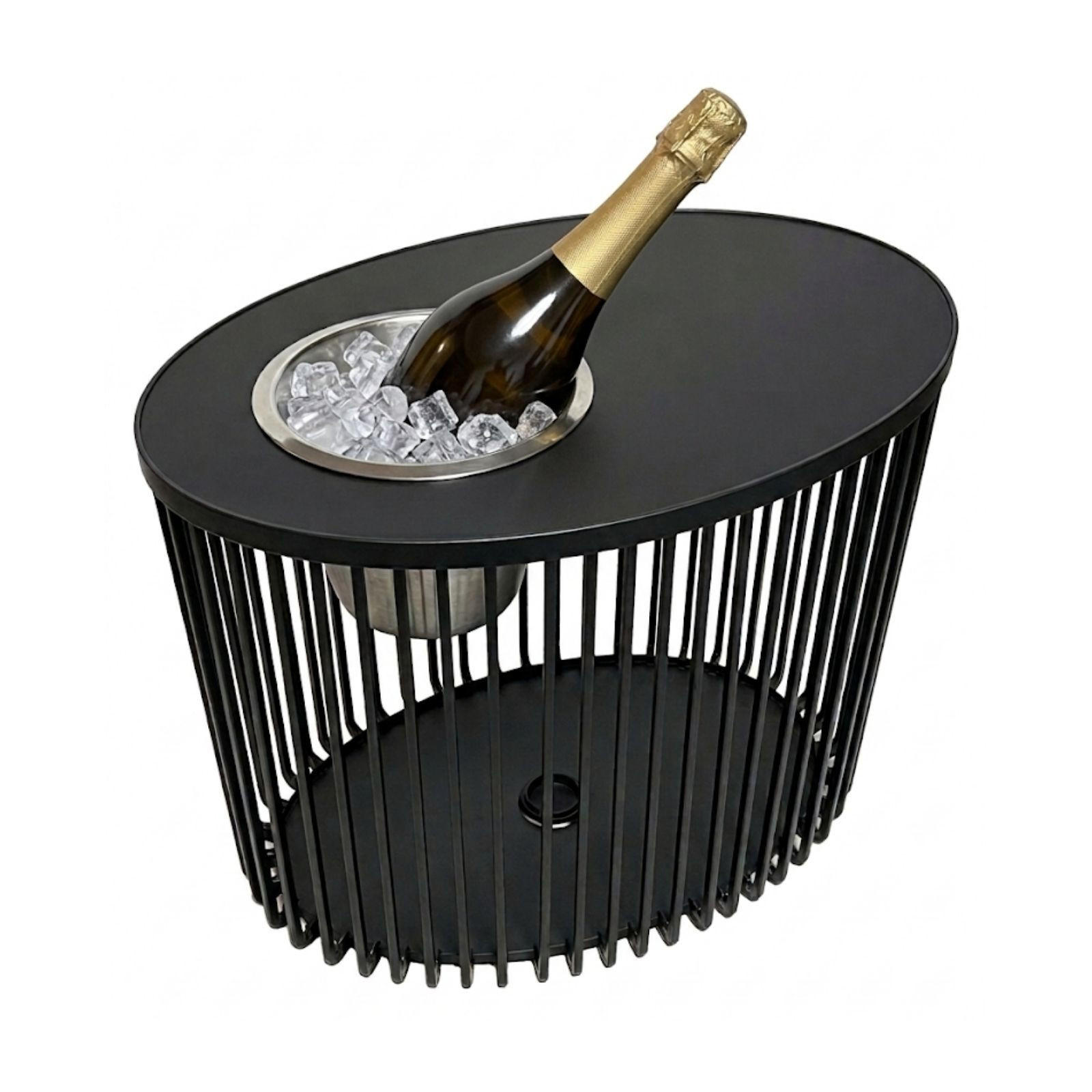 3-IN-1 LOUNGETISCH MIT EDELSTAHL-KÜHLER Stockholm schwarz 46 cm - Schwarz, Kunststoff/Metall (57.5/35/46cm) - COOTAB Cooler Table