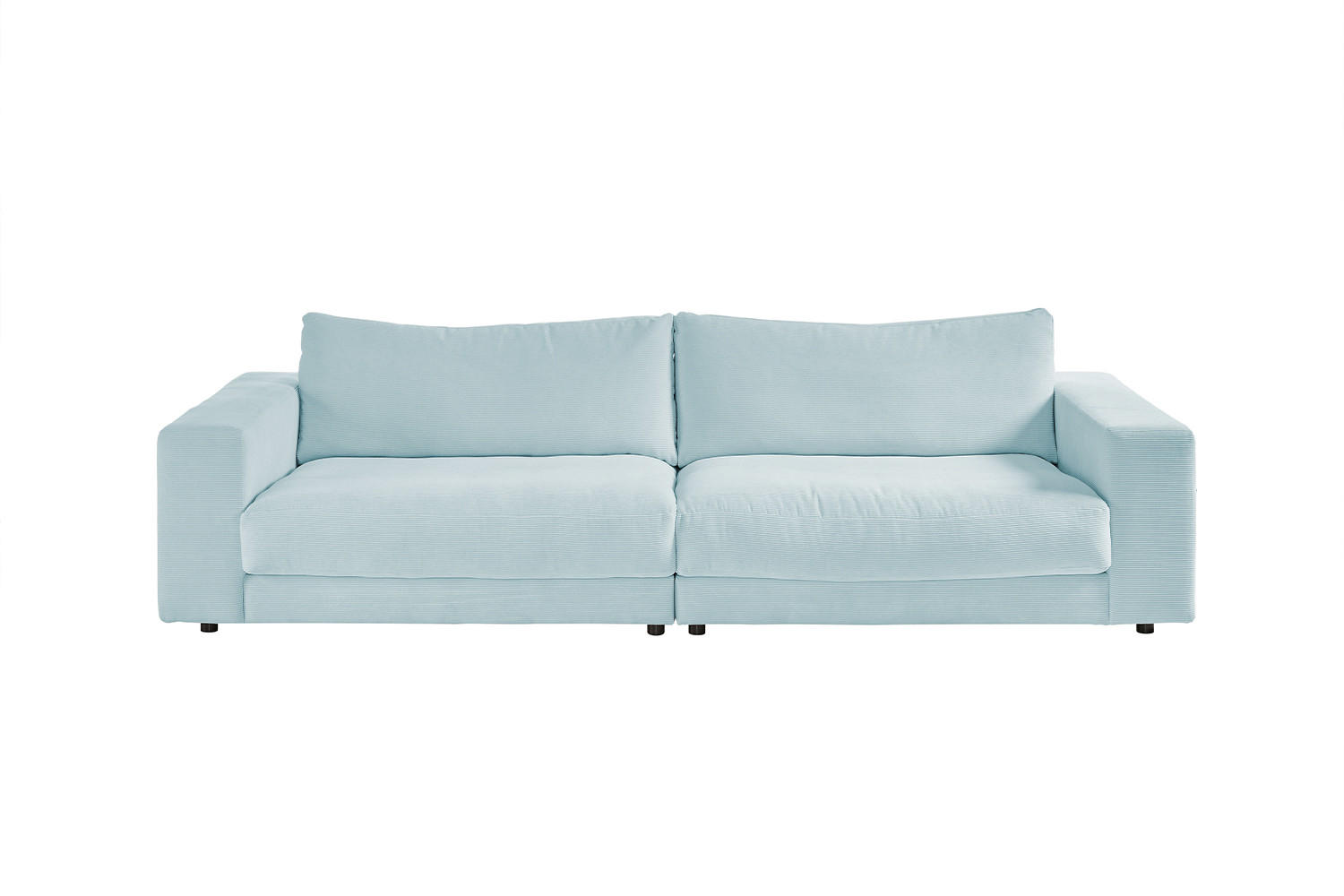 SOFA 3-SITZER MADELINE Hellblau Cord - Schwarz/Hellblau, Textil (290/85/127cm) - KAWOLA