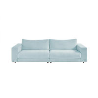 SOFA 3-SITZER MADELINE Hellblau Cord - Schwarz/Hellblau, Textil (290/85/127cm) - KAWOLA