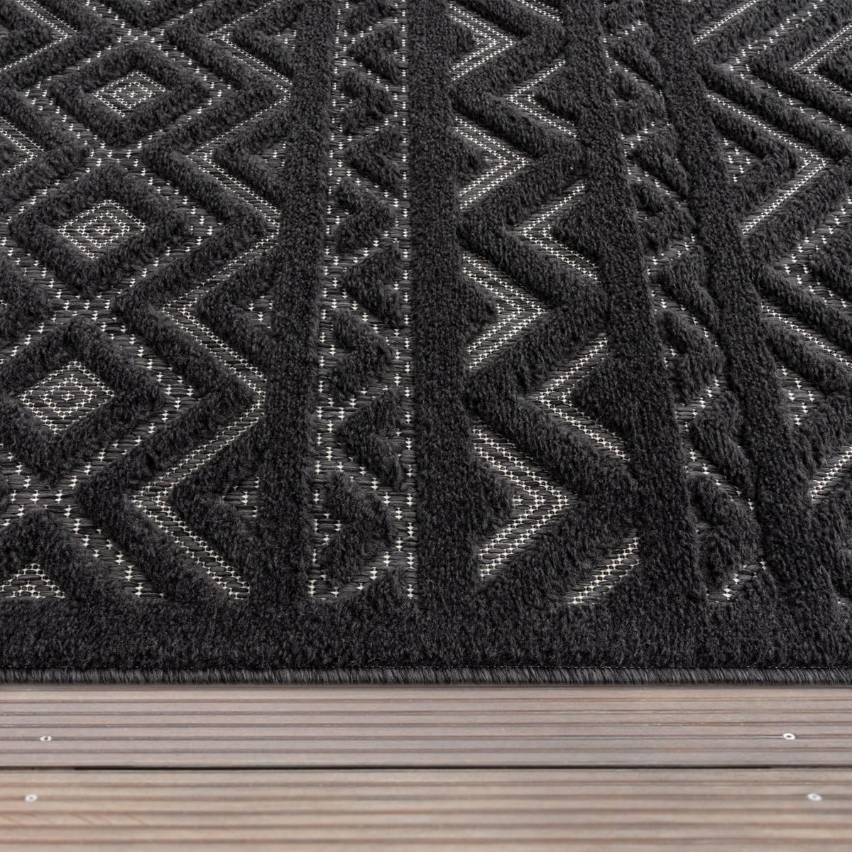 OUTDOORTEPPICH 160/160 cm Livorno 673 - Anthrazit, Kunststoff (160/160cm) - Paco Home