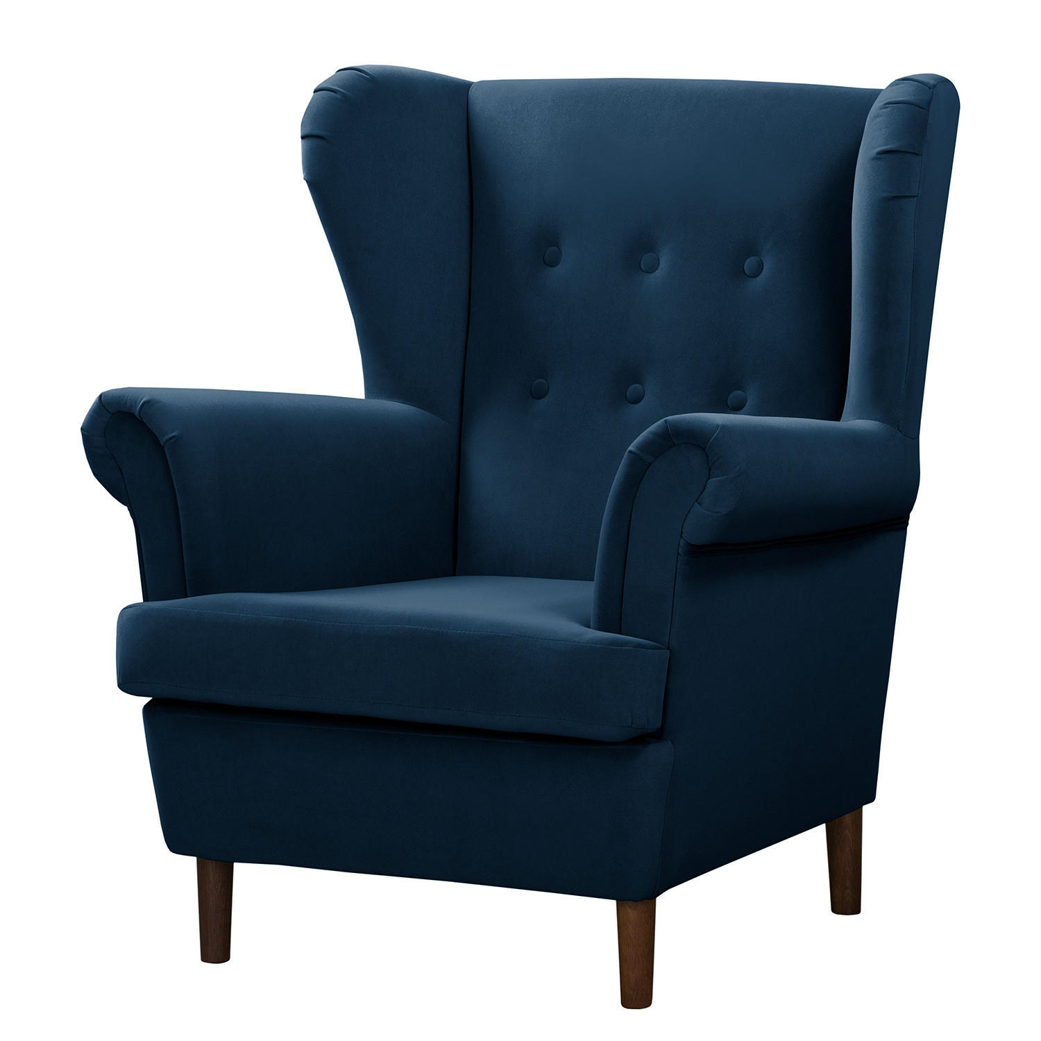 OHRENSESSEL - Dunkelbraun/Dunkelblau, Textil (85/101/89cm) - home24