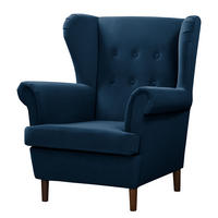 OHRENSESSEL - Dunkelbraun/Dunkelblau, Textil (85/101/89cm) - home24