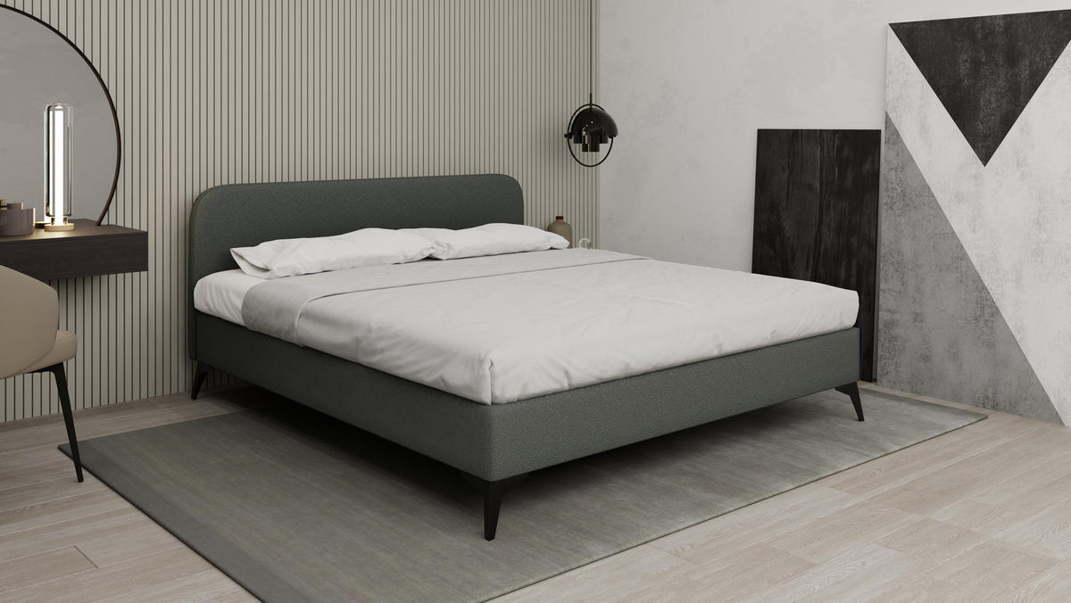 POLSTERBETT Mavilo 180 x 200 cm mit Bettkasten und Lattenrost ohne matratze - dunkelgrau - Dunkelgrau, Holz (180/200cm) - Homesy