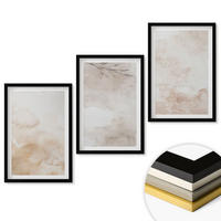 WANDBILDER 3er-Set - 40x60 cm Schwarzer Rahmen - Aquarell-Pastellblätter - Schwarz, Kunststoff (40/60cm) - ArtPrintCave